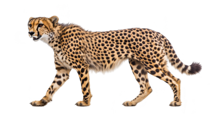Cheetah walking isolated transparent background