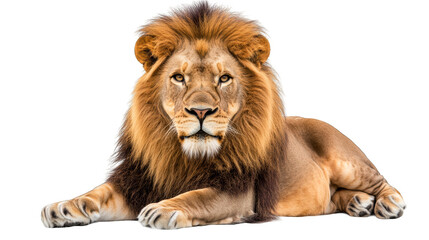 Majestic lion with powerful gaze  isolated transparent background