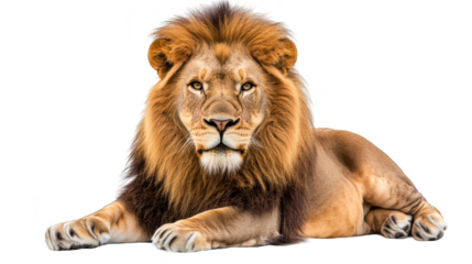 Majestic lion with powerful gaze  isolated transparent background