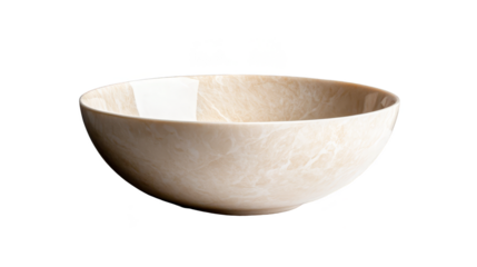 Beige Ceramic Bowl with Marble Effect for Serving or Decoration