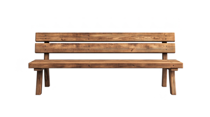 Wooden park bench isolated transparent background