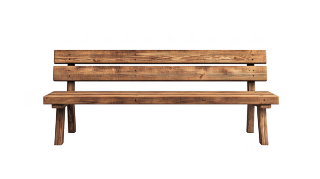 Wooden park bench isolated transparent background