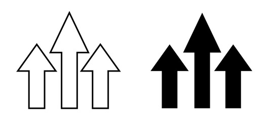 Arrows move upward icon in outline isolated on White background. Vector illustration.