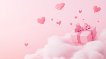 Stylish Valentine's Day Gift Box in the Clouds for Holiday Banners and Posters Generative AI