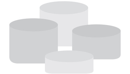 Empty white circle podium, pedestal and platform, stand stage, cylinder, column platform pillar, round empty stages and podium stairs 3d template for product presentation, awards.