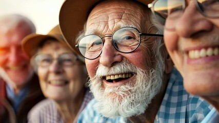 A group of happy elderly friends enjoying time together outdoors