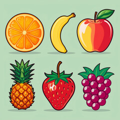  illustration featuring a collection of fruit icons, each representing a different type of fruit.