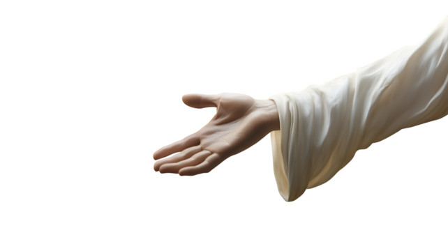 Jesus Christ reaching out his hand isolated on transparent background