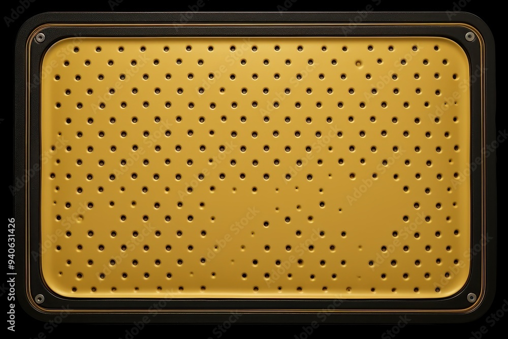 Poster golden perforated metal panel: a sleek and modern design featuring a golden metal panel with a grid 