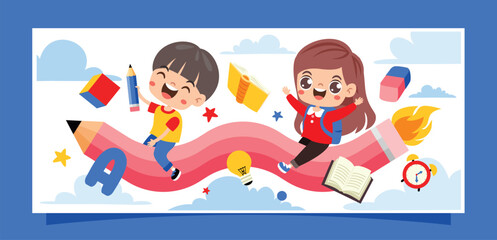 Success Concept With Kids And Pencil