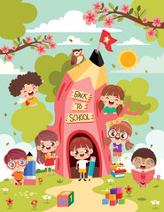 Obraz premium Children Playing At Pencil House