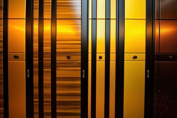 Modern Locker Elegance: Sleek, illuminated lockers with a warm, inviting glow, perfect for showcasing a contemporary and stylish storage solution. 