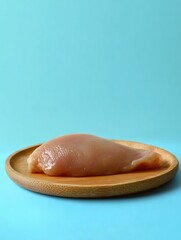 Fototapeta premium Raw Chicken Breast on a Wooden Plate