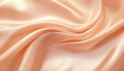 Fototapeta premium Close-up of smooth peach-colored satin fabric with elegant folds, creating a luxurious and soft texture. Ideal for backgrounds and design use.