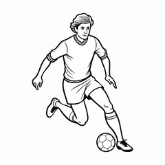 Fototapeta premium vector line-art for clip art football player