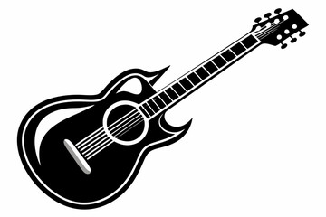 Acoustic guitar black icon silhouette vector,guitar silhouette