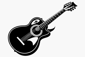 Acoustic guitar black icon silhouette vector,guitar silhouette