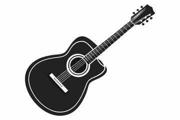 Acoustic guitar black icon silhouette vector,guitar silhouette