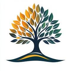 Fototapeta premium Stylized Tree Design with Vibrant Leaves Representing Nature's Beauty and Growth