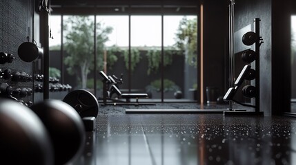 Black and White Modern Home Gym Interior