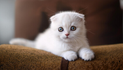 白いスコティッシュフォールドの子猫 © yukigumo27