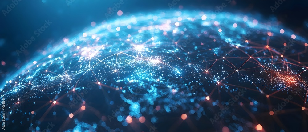 Poster abstract depicting a global economic policy network with nodes representing different countries and 