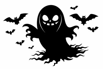 Halloween ghost Black silhouette vector illustration