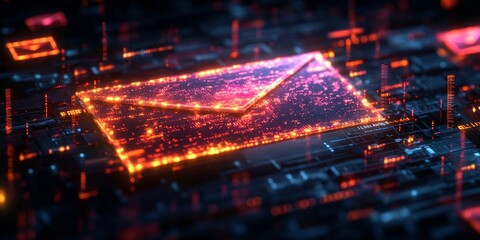 Fototapeta premium Email Security Alert: Inbox Protection Against Spam and Virus Threats. Digital Communication Safety Concept with Warning Symbols, New Message Notifications, and Internet Security Icons for Online Data