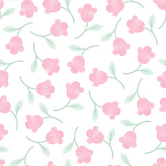 Sweet pink flower seamless pattern vector. Beautiful watercolor floral wallpaper. Flora and leaf. Simple design for fabric, skirt, women shirt, kid cloth, baby dress, print, cover, card, paper, decor.