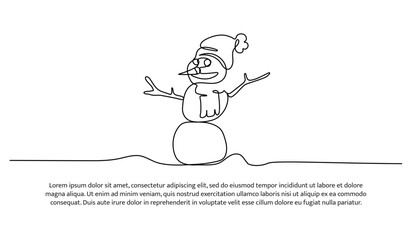 Continuous line design of creations from snow. Single line decorative element drawn on white background.