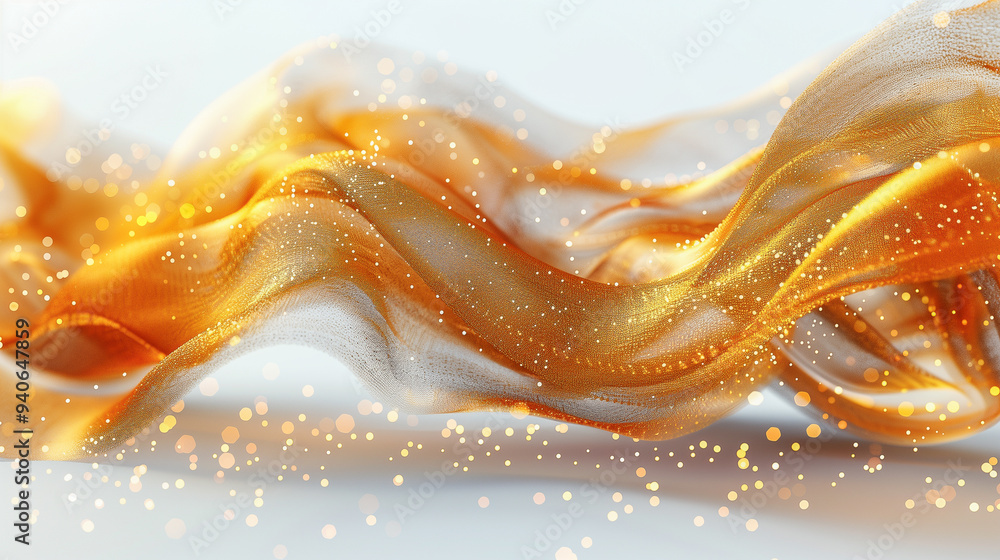 Aufkleber flowing gold and silver fabric with sparkling particles..