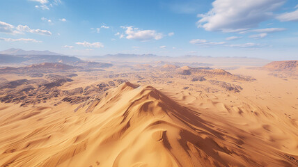 Fototapeta premium a sweeping view of a desert with sand dunes stretching into the distance