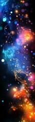 Abstract colorful nebula with glowing lights in dark space background.
