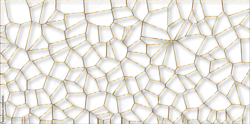 Poster abstract golden hexagon graphic ornament. arabian stylish seamless pattern on white background. crea