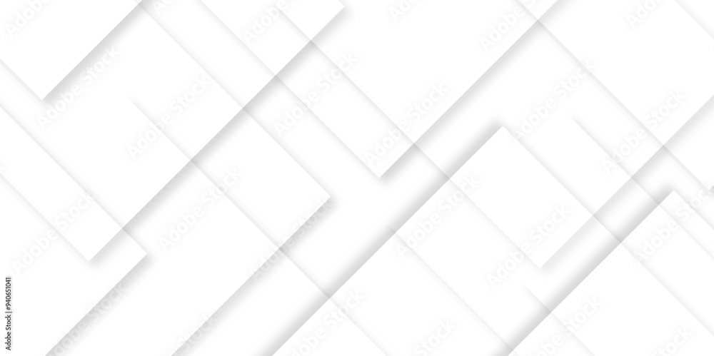 Aufkleber Abstract white background with diamond and triangle shapes layered in modern abstract pattern design.Grey white abstract square background geometry shine and layer element vector for presentation.	