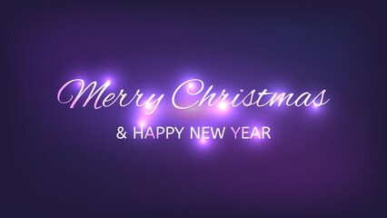 Merry Christmas and Happy New Year neon background