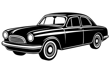 Vintage Car black silhouette vector style