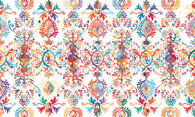 Abstract Ikat seamless pattern, perfect for ethnic-themed backgrounds, curtains, carpets, wallpapers, clothing, and decorations. Ideal for wrapping paper, batik,greeting cards, printing,creative uses.