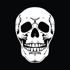 Fototapeta premium skull silhouette white vector illustration
