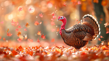  thanksgiving day with harvest and turkey candle light dinner background