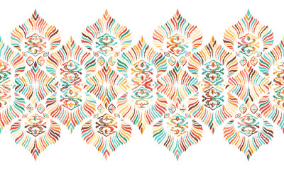 Abstract Ikat seamless pattern, perfect for ethnic-themed backgrounds, curtains, carpets, wallpapers, clothing, and decorations. Ideal for wrapping paper, batik,greeting cards, printing,creative uses.