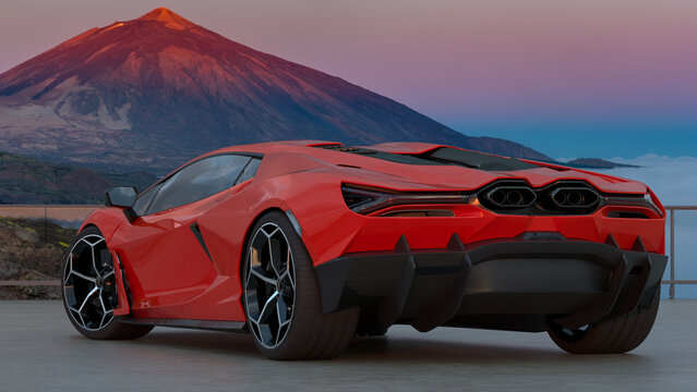 Lamborghini Revuelto Hybrid in parking lot above the clouds