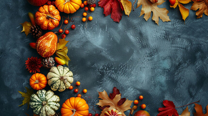 Obraz premium thanksgiving day with harvest and turkey candle light dinner background
