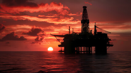 Obraz premium Oil Rig at Sunset