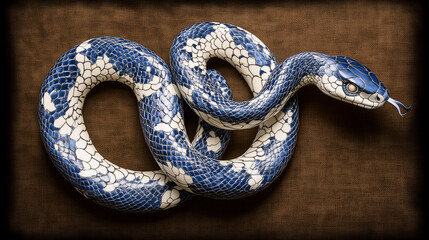 close up of a snake on white background