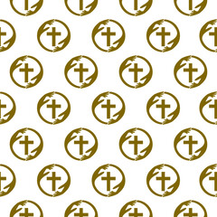Faith care icon seamless pattern isolated on white background