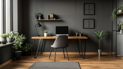 home office with a contemporary desk,