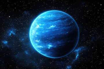 Obraz premium A Blue Planet in a Starry Night Sky