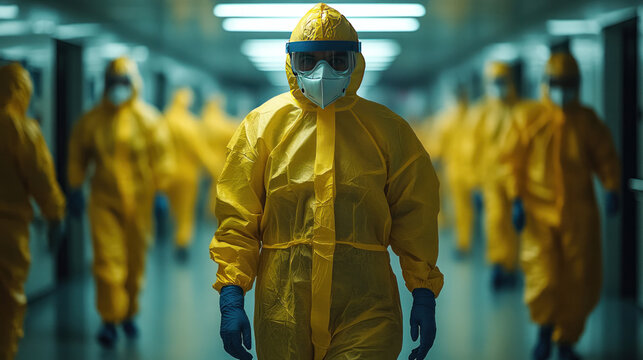A patient in isolation due to a contagious bacterial infection, with healthcare workers taking precautions.
