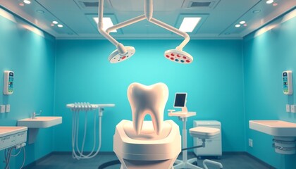 A dental office for children, designed as a safe and cheerful space with bright colors and playful decor. generative ai